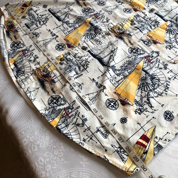 Puritan Casual Button-Down Shirt Men’s Size 3XL Short Sleeves Sailing Boats - Picture 9 of 13